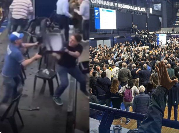 Violencia y caos en Gimnasia: sillazos, botellazos y golpes en una asamblea que terminó en escándalo Violencia y caos en Gimnasia: sillazos, botellazos y golpes en una asamblea que terminó en escándalo
