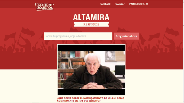 La izquierda interactiva: Altamira responde online