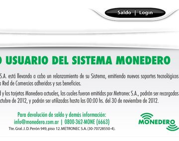 A partir de diciembre no se podrá usar más la tarjeta Monedero