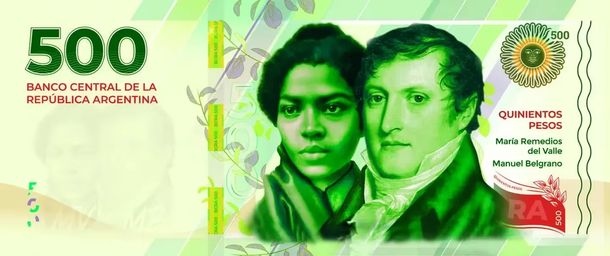 María Remedios del Valle y Manuel Belgrano iban a figurar en el billete de $500 que iba a emitir el gobierno anterior. Ahora estarán en el de $!0.000 | Foto: Banco Central María Remedios del Valle y Manuel Belgrano iban a figurar en el billete de $500 que iba a emitir el gobierno anterior. Ahora estarán en el de $!0.000 | Foto: Banco Central