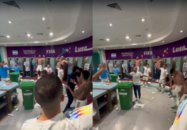 El festejo de Argentina en el vestuario con dedicatoria a Brasil