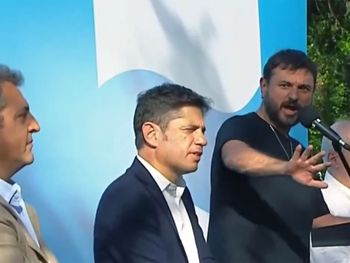 Sergio Massa, Axel Kicillof y Juan Grabois en San Martín.