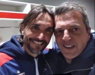 Sergio Massa en los festejos de Tigre por pasar a la final de la Copa de la Liga