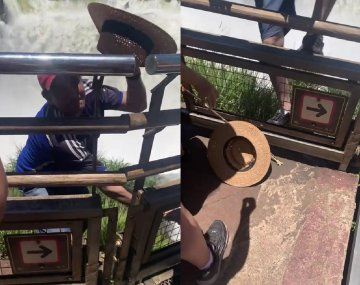 Al borde del abismo: un turista arriesgó su vida por recuperar un sombrero en Cataratas