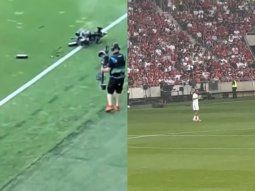 Impactante incidente en Hungría: una cámara aérea se desplomó en pleno partido