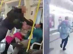 Un hombre golpea a otro sin motivo en el subte de Londres Un hombre golpea a otro sin motivo en el subte de Londres