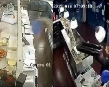 VIDEO: Un ladrón intentó robar una panadería y lo echaron a bandejazos
