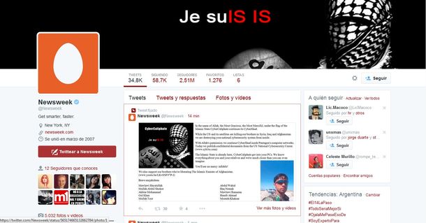 CyberCalifato: Isis hackea la cuenta de Newsweek y revela datos del Pentágono