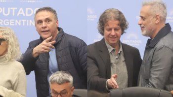 Mauro Federico y Jorge Rial en la comisión de libertad de expresión de Diputados.
