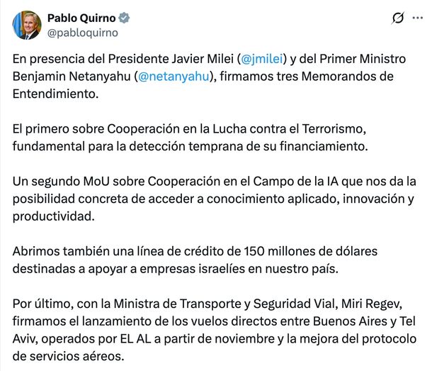 Pablo Quirno anunció los Pablo Quirno anunció los