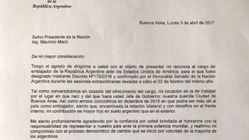 La carta de Lousteau a Macri La carta de Lousteau a Macri