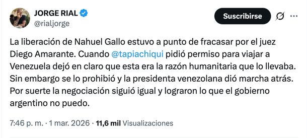 El fuerte mensaje de Jorge Rial sobre la negociación de la AFA para repatriar a Nahuel Gallo. El fuerte mensaje de Jorge Rial sobre la negociación de la AFA para repatriar a Nahuel Gallo.