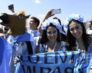 Hinchas argentinos en Moscú