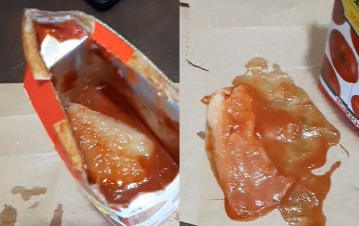 Denuncian que encontraron una toallita femenina en una caja de puré de tomates