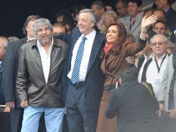 Hugo Moyano, Néstor Kirchner y Cristina