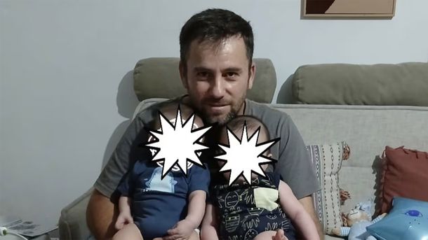 Néstor Daniel Rodríguez junto a sus dos pequeños hijos. Néstor Daniel Rodríguez junto a sus dos pequeños hijos.