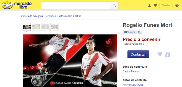 Insólito: venden a Rogelio Funes Mori por Mercado Libre