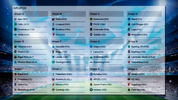 Éstos son los grupos de la Europa League