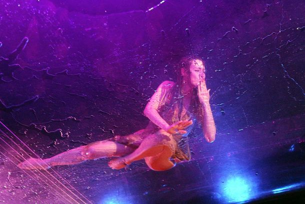 Pampita se tiró a la pileta y deslumbró en Fuerza Bruta