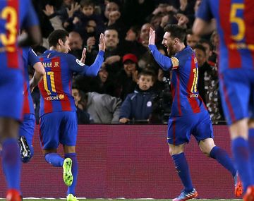 El festejo de la Pulga con Neymar