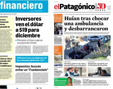 Tapas de diarios del lunes 24 de julio de 2017