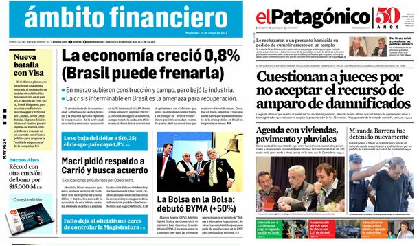 Tapas de diarios del miércoles 24 de mayo de 2017