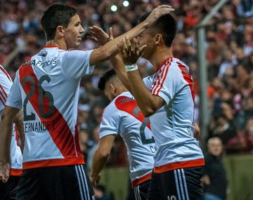 El festejo de River en el encuentro ante Atlas