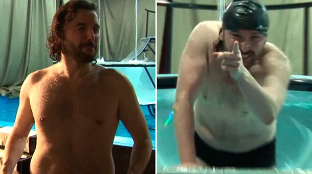 El ensayo de Ergün Demir, en sunga, para el Aquadance