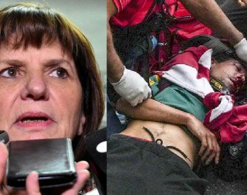Patricia Bullrich / Pablo Grillo, tras ser herido por la Policía Federal.