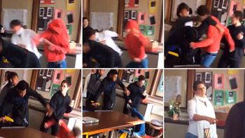 El estudiante no participaba de la escena, hasta que vio que su compañero le pegó a la maestra El estudiante no participaba de la escena, hasta que vio que su compañero le pegó a la maestra