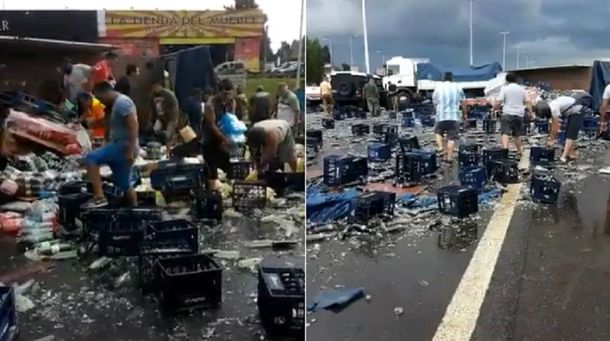 Un camión volcó en Acceso Oeste