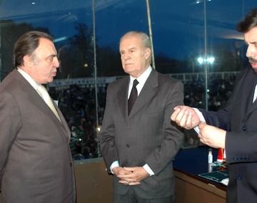 Marcelo Araujo y Julio Ricardo en la primera transmisión de Fútbol Para Todos