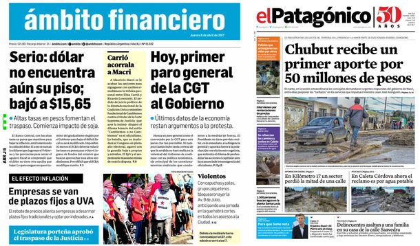 Tapas de diario jueves 6 de abril de 2017