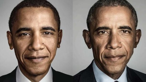 Así cambió la cara de Barack Obama en ocho años.