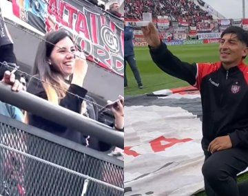 El canchero de Chacarita le propuso matrimonio a su novia en medio del estadio 
