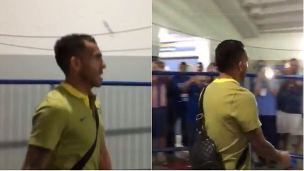 Recibimiento a Tevez por los hinchas de Boca en la Bombonera