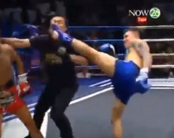 VIDEO: Un boxeador de muay thai noqueó a su rival y al árbitro al mismo tiempo