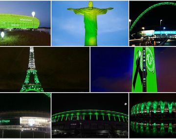 Los edificios se tiñeron de verde por Chapecoense