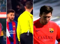 Messi insultando a árbitros con la camiseta del Barcelona Messi insultando a árbitros con la camiseta del Barcelona