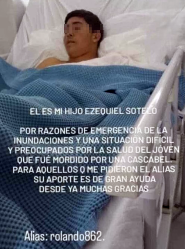 Ezequiel arriaba ganado cuando fue mordido por una serpiente Ezequiel arriaba ganado cuando fue mordido por una serpiente