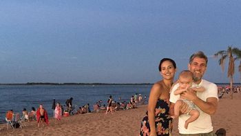 Lourdes Sánchez, Chato Prada y Valentín en Corrientes Lourdes Sánchez, Chato Prada y Valentín en Corrientes