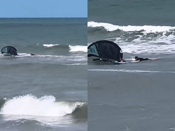 Tensión en Mar del Plata: guardavidas rescataron a un kitesurfista arrastrado por el viento