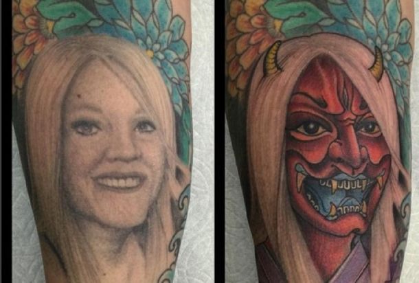 Un hombre divorciado convirtió un tatuaje del rostro de su ex en un demonio