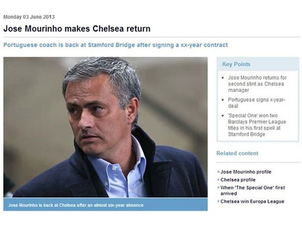 La Premier League publicó por error que Mourinho vuelve a Chelsea
