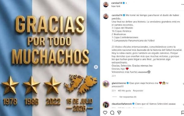 El posteo de Caro Baldini El posteo de Caro Baldini