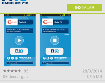 Ya se puede bajar la aplicación de Radio 10 en los celulares