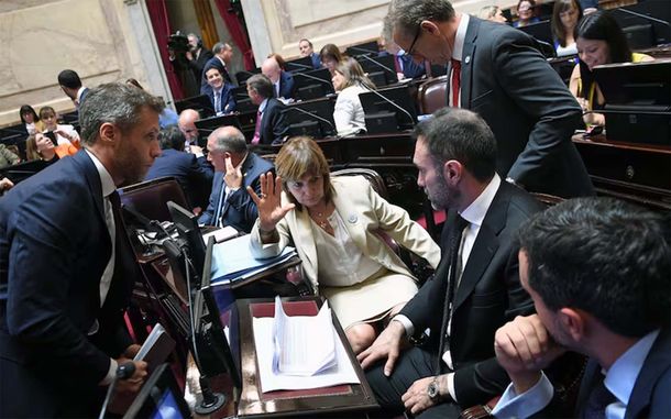 Patricia Bullrich junto a senadores libertarios.