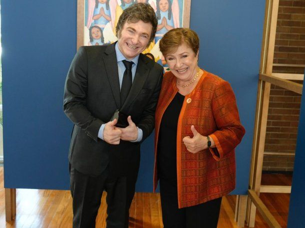 El Presidente Javier Milei junto a la Directora Gerente del Fondo Monetario Internacional (FMI), Kristalina Georgieva 