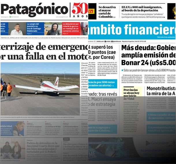 Tapas de diarios del miércoles 6 de septiembre de 2017