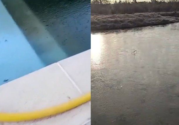 Ola de frío polar en Argentina: los videos de piletas y ríos congelados